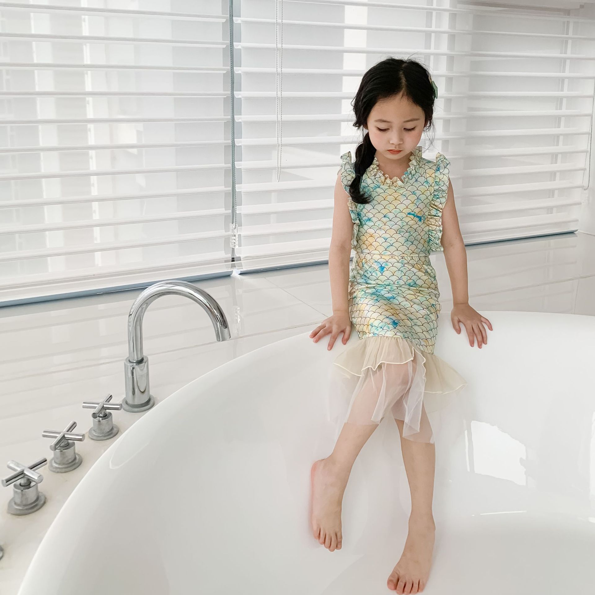 【喜挖】抖音女童夏裝公主寶寶兒童網紅分體中小童泳衣連身泳衣帶半裙