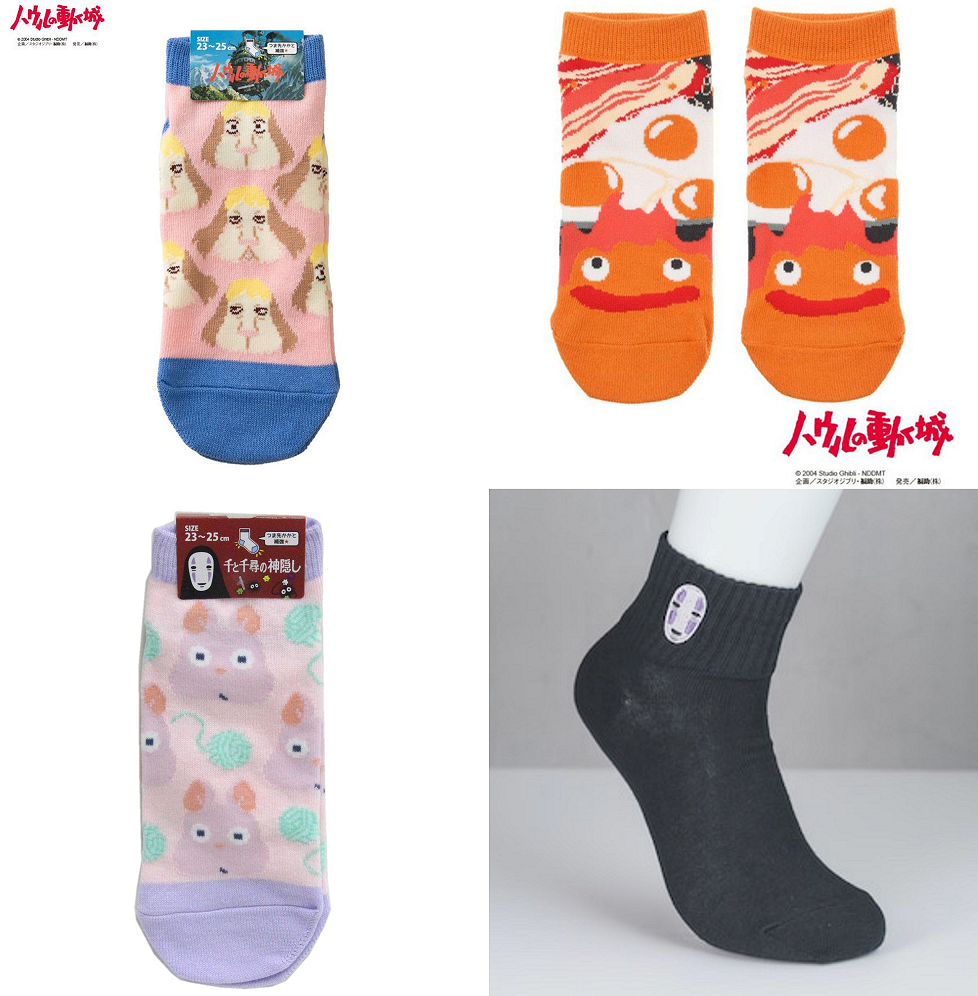 日本代購 宮崎駿 吉卜力 龍貓 神隱少女 無臉男 寶寶鼠 霍爾的移動城堡 卡西法 短襪 踝襪 襪子 23-25cm 禮物 9