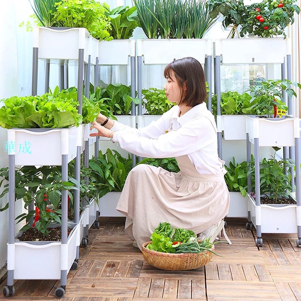 裝飾樹苗箱在車輪上抬高花園床 2 層 3 層高大的種植園盒 用於生菜燒肉番茄 高度44 5 英寸陽臺的種植者 華成 樂天市場rakuten