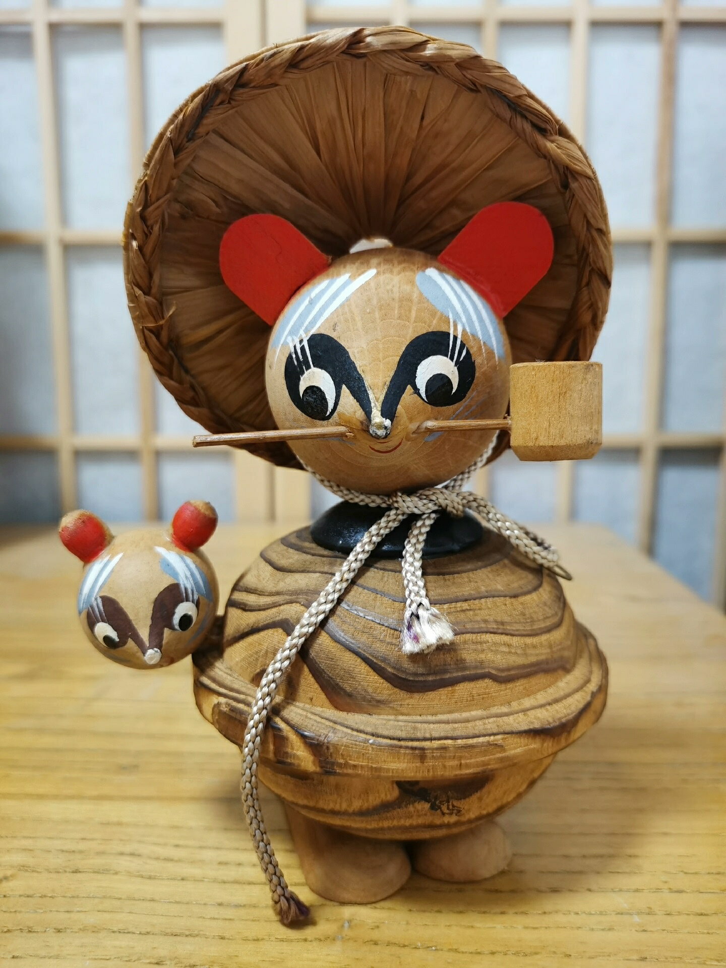 日本回流木雕 日本擺飾 福貍 貍貓 木雕擺飾 鄉土玩具