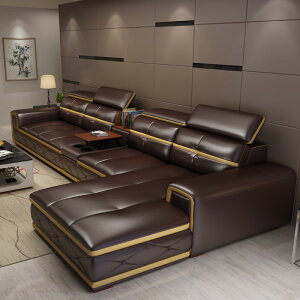 新款現代大小戶型真皮沙發頭層牛皮客廳整裝簡約皮藝沙發組合家具