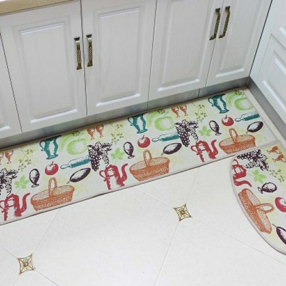 ✤宜家✤時尚創意地墊11 廚房浴室衛生間臥室床邊門廳 吸水長條防滑地毯(一大+一小)