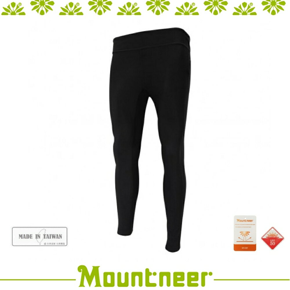 【Mountneer 中性 彈性緊身內搭褲《黑》】21S39/慢跑褲/瑜珈褲/健身/運動/貼腿褲