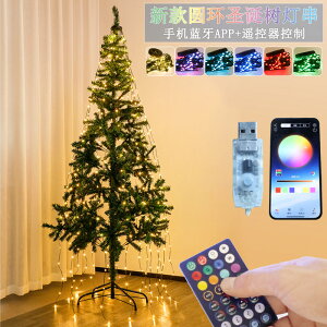 新款LED圆环圣诞树灯USB低压五角星网红瀑布挂树流水圣诞LED灯串