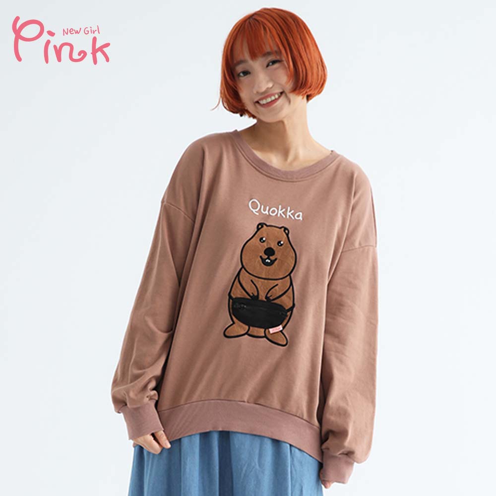 Pink*超萌矮袋鼠長袖衛衣/上衣 (3色) X4313LG 治裝激推