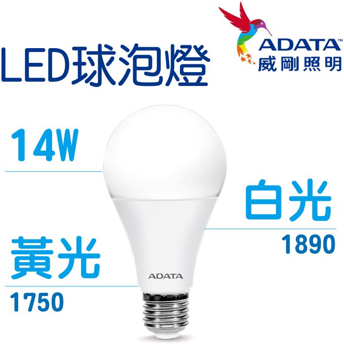 【最高22%點數】ADATA 威剛 照明 14W 12W 10W 8W 3W LED 球泡燈 (白光 / 黃光) 燈泡 圓燈泡 14瓦 12瓦 10瓦 8瓦 3瓦【限定樂天APP下單】