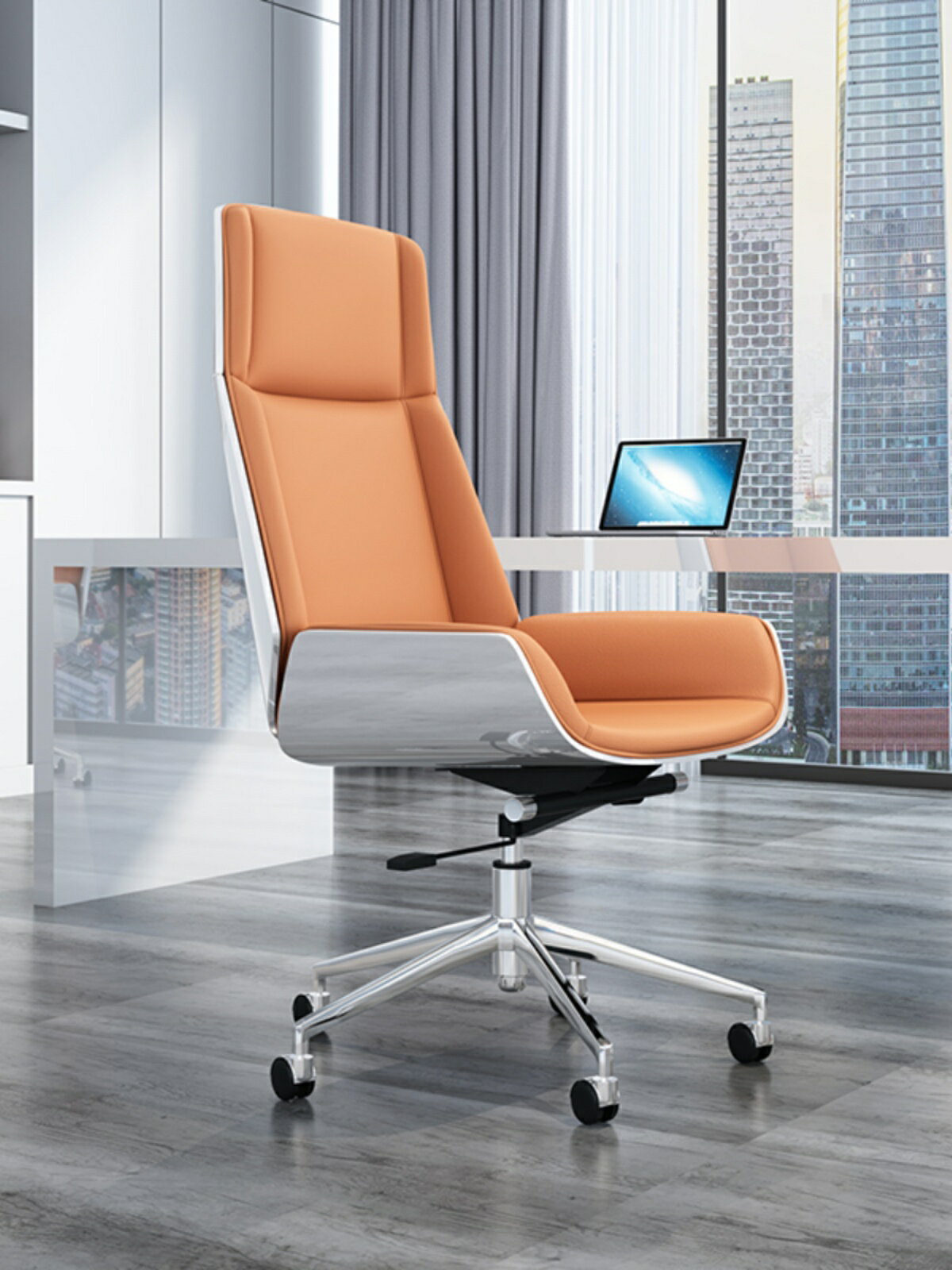高背老板椅可躺辦公椅輕奢大班椅簡約現代會議椅家用書房電腦椅子