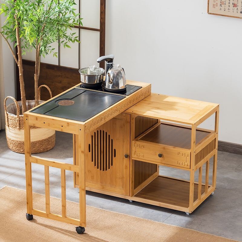 免運 旋轉 多功能 移動茶臺 茶桌 家用 小戶型 茶水 功夫茶幾 陽臺一體水壺泡茶 泡茶桌 茶櫃 茶水櫃 360°旋轉