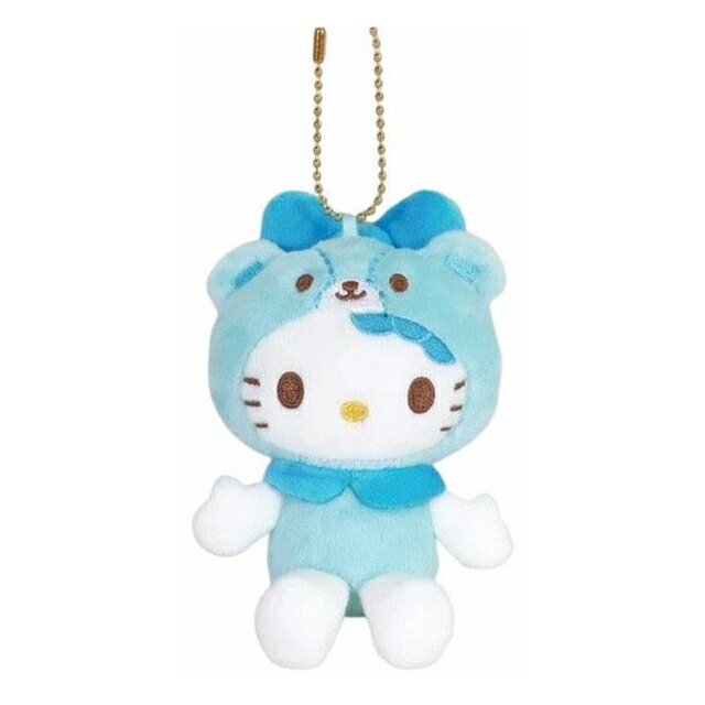【震撼精品百貨】Hello Kitty 凱蒂貓~日本三麗鷗sanrio KITTY絨毛玩偶吊飾-天藍熊裝變裝50週年*19903