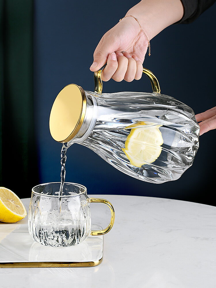 玻璃涼水壺耐高溫冷水壺水杯套裝耐熱大容量泡茶壺晾水瓶家用扎壺