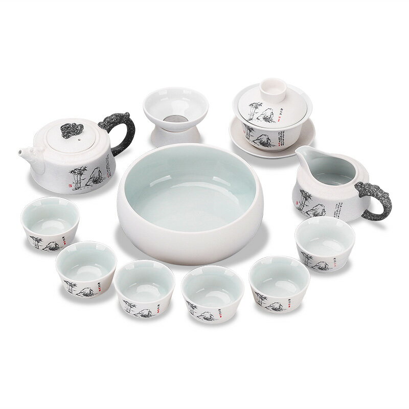雪花功夫茶具套裝家用陶瓷泡茶杯茶壺日式蓋碗茶藝客廳喝茶道德化