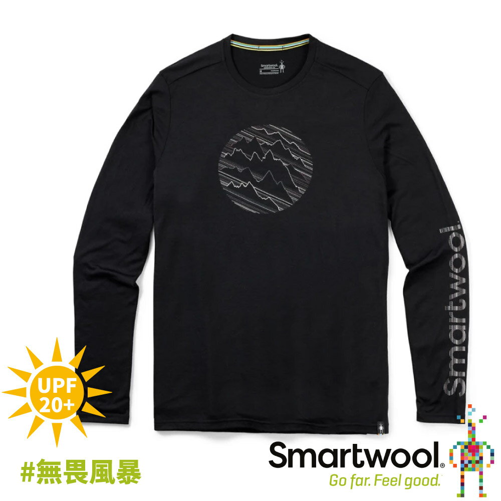 【SmartWool 美國 男 Merino Sport 150塗鴉長袖T恤《無畏風暴/黑》】SW016574/薄長袖/排汗衣