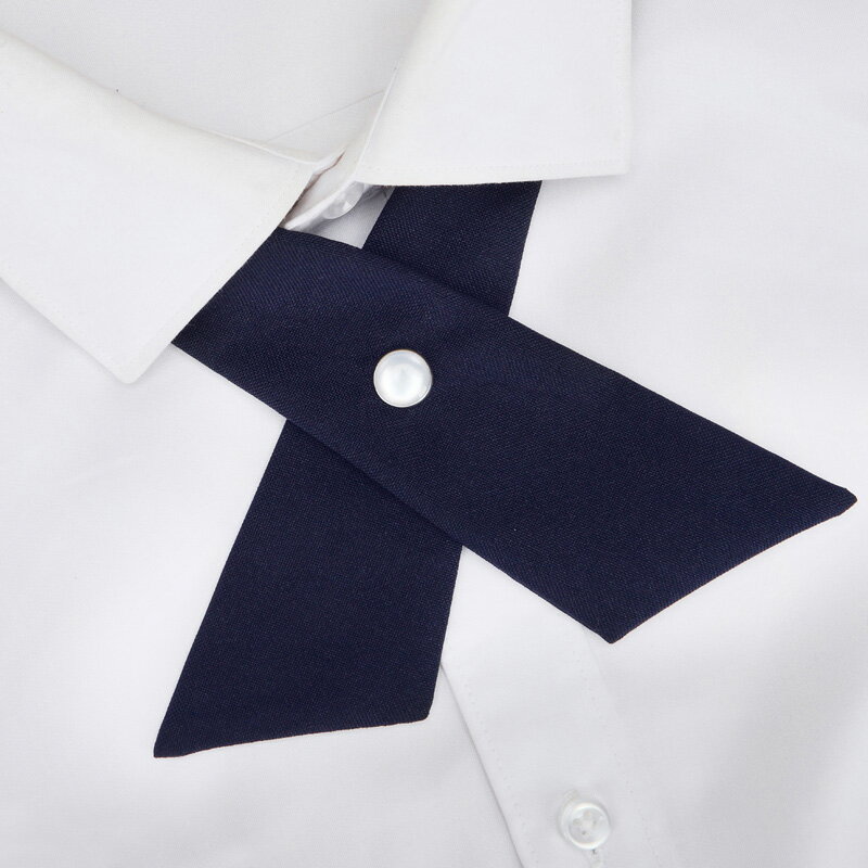 韓版英倫十字交叉藏藍色領結男女士學生校服領花職業裝蝴蝶結襯衫