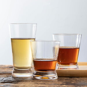 水晶玻璃杯家用威士忌酒杯透明豎條紋冷水杯啤酒杯高款玻璃杯