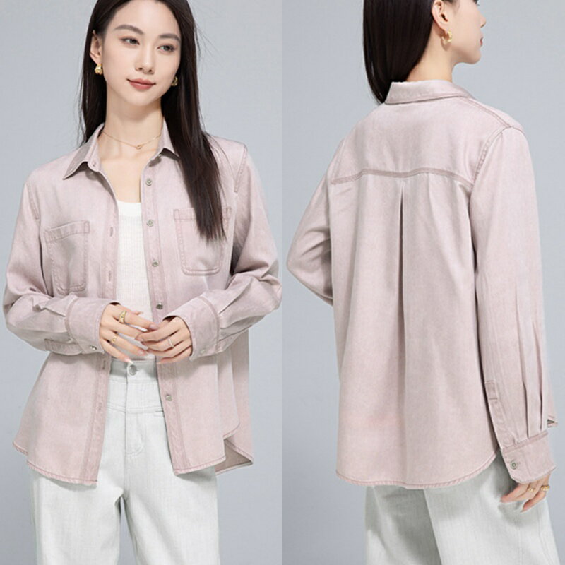【巴黎精品】現貨+預購 女美式牛仔外套丹寧夾克經典牛仔襯衫休閒女裝-復古廓行工裝口袋女外套a1kh47