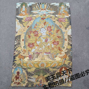 西藏唐卡佛像 宗教佛像 尼泊爾唐卡織錦畫 白度母唐卡刺繡菩薩像