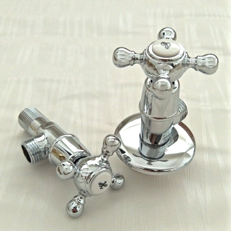 蝶陶黃銅閥門開關三通四通仿古銅手輪角閥全銅一分二熱水器進水閥