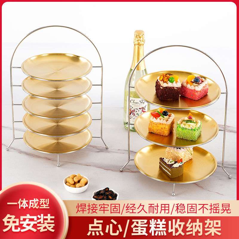 免運/開票 韓式烤肉店肉盤子收納架蛋糕甜品點心託盤三層五層烤肉盤水果圓盤S083快速出貨