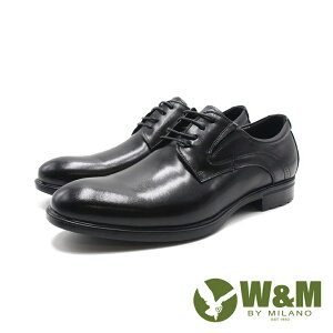W&M(男)MD輕感綁帶紳士皮鞋 男鞋－黑色