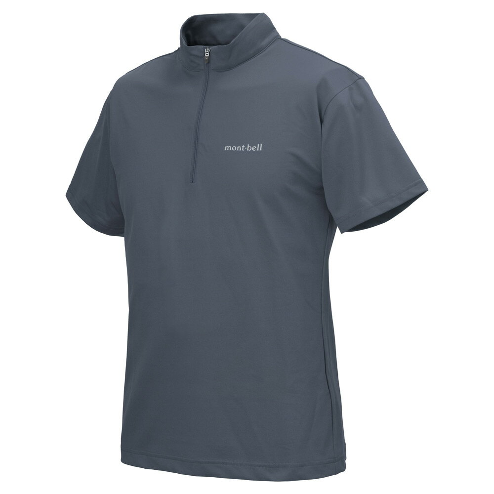 ├登山樂┤日本 mont-bell WIC UV-TECT S/S Zip Shir T 男短半門襟 深灰 # 1114934DGY