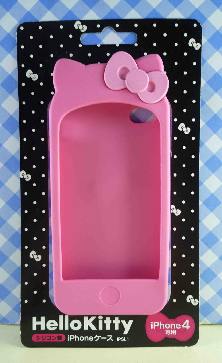 【震撼精品百貨】Hello Kitty 凱蒂貓 HELLO KITTY iPhone4矽膠手機殼-粉蝴蝶結 震撼日式精品百貨