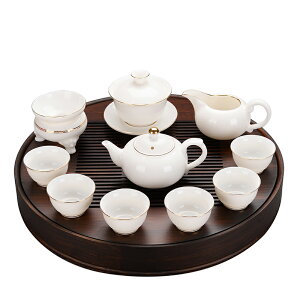 德化白瓷羊脂玉茶具套裝家用整套功夫茶具陶瓷簡約蓋碗喝茶壺茶杯
