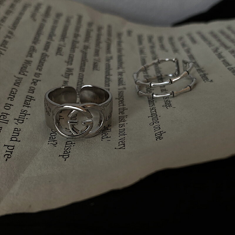 925純銀雙層竹節戒指女不婚主義食指戒冷淡風時尚小素圈個性指環 1