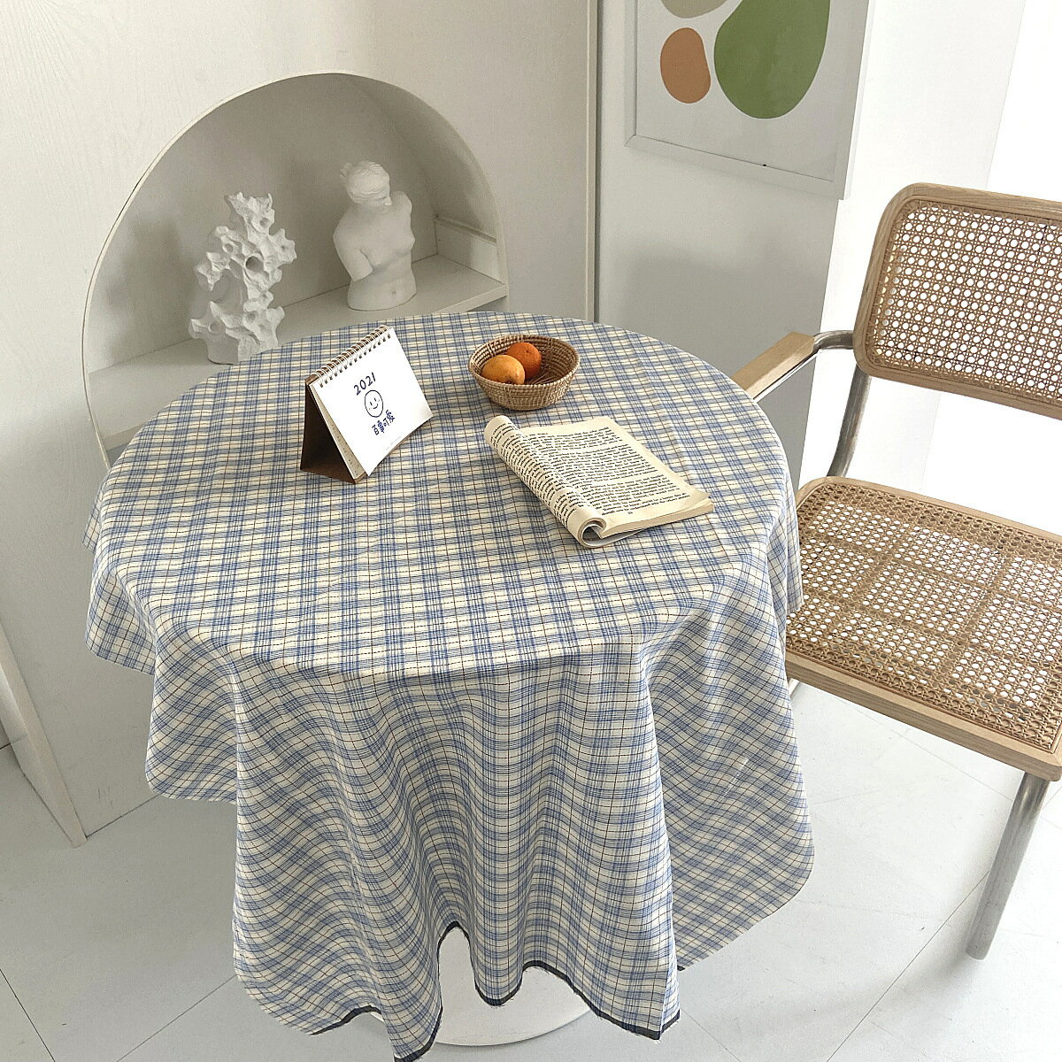 新款韓風桌布格子小清新棉麻背景布森系麻布家居裝飾書桌野餐布墊