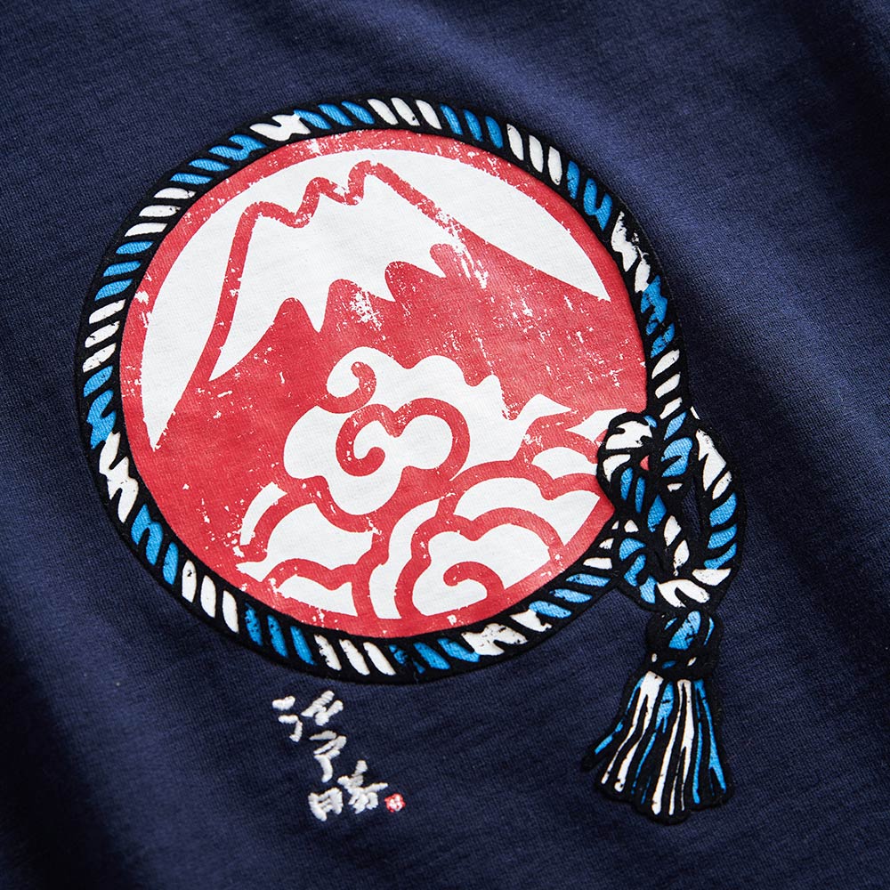 EDOKATSU江戶勝 女款 忍者系列 注連繩LOGO印花短袖T恤 (丈青色) 5
