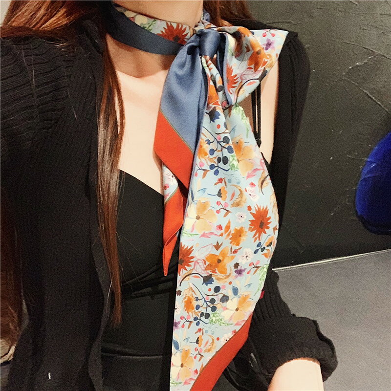 ins絲巾小長條小領巾百搭細窄圍巾裝飾領帶長絲巾女春秋薄款