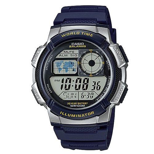 【東洋商行】免運 CASIO 卡西歐 1世界之城科技數位膠帶錶-藍 AE-1000W-2VDF 原廠公司貨 附保證卡 保固期一年