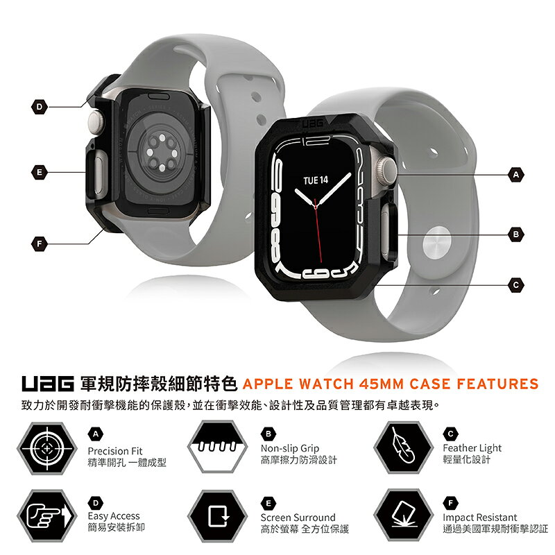UAG 軍規防摔 耐衝擊 手錶 保護殼 防摔殼 手錶殼 錶框 透明殼 Apple Watch 7 45 41 mm 1