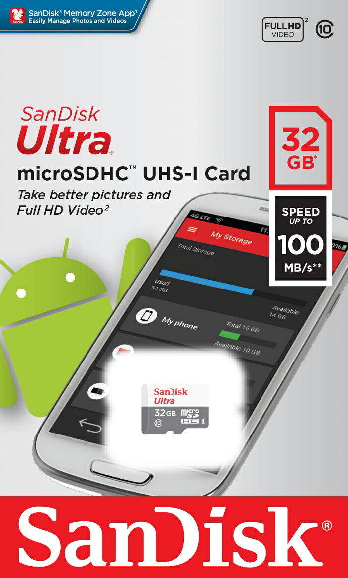 SanDisk 32GB 32G microSDHC【Ultra 100MB/s 灰】 microSD micro SD SDHC UHS UHS-I Class 10 C10  原廠包裝 手機記憶卡 2