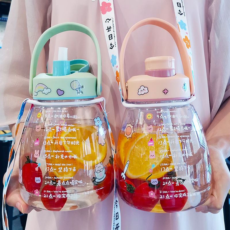 水杯超大容量女學生韓版高顏值可愛ins簡約吸管杯防摔網紅吸管杯