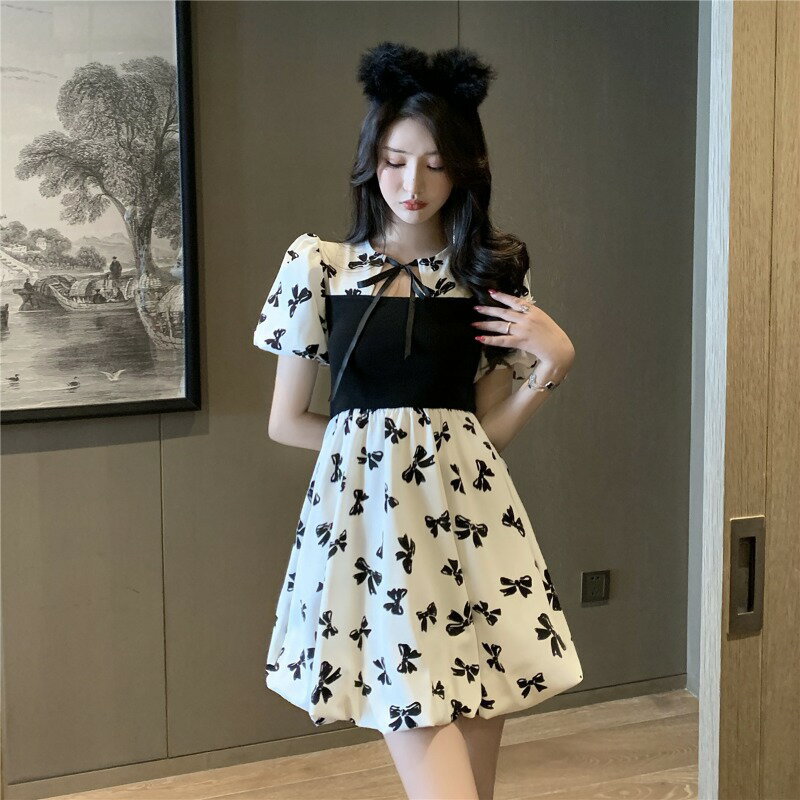 法式仙女連衣裙薄款夏季2022年新款女裝收腰顯瘦設計感小眾泡泡袖