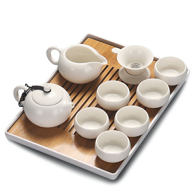 輕奢功夫茶具簡約茶盤套裝家用客廳辦公室陶瓷茶壺茶道喝小泡干臺