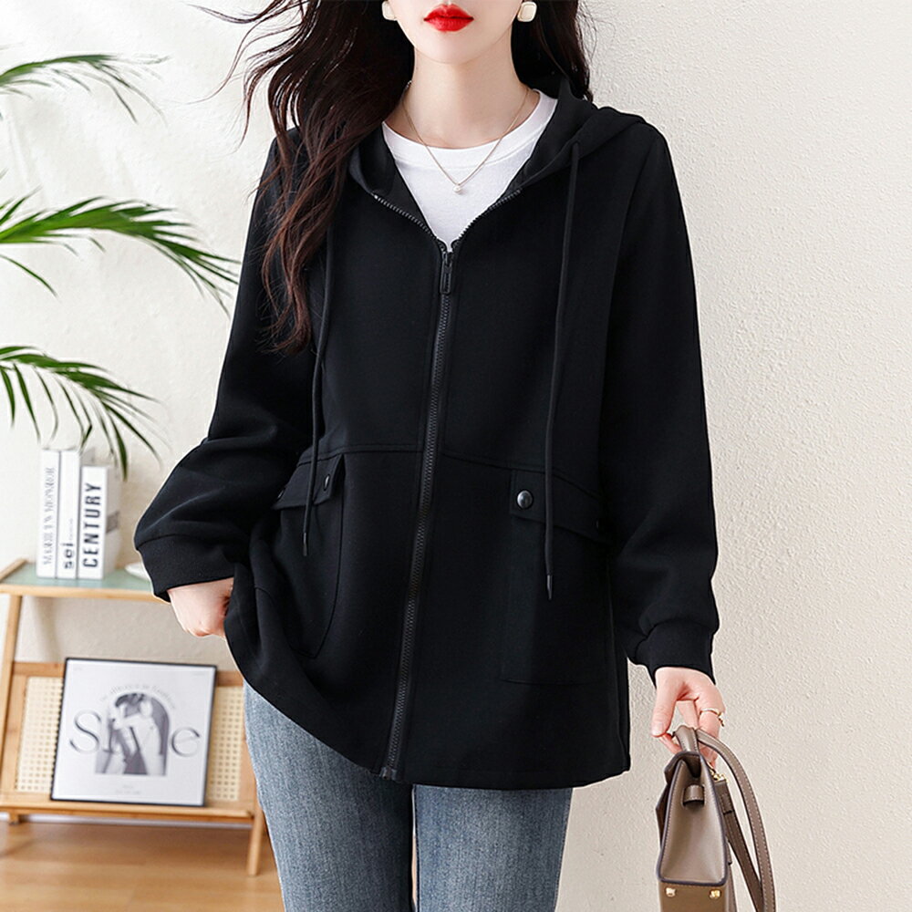 ＊ORead＊韓版百搭連帽外套(黑色L~5XL)【限定加碼✿全館滿額再折】