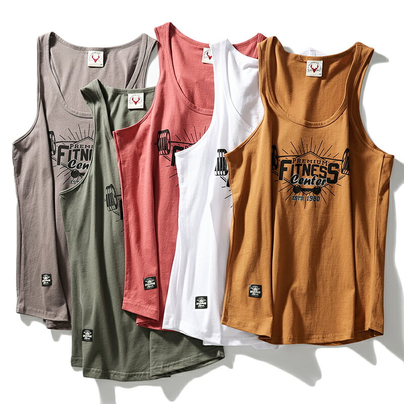 夏季新款 簡約背心健身背心男訓練窄肩美式復古運動棉製坎肩夏外貿無袖t恤男士衣服【MJ23312】