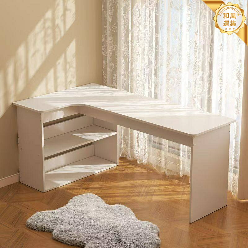 【L型省空間】轉角書桌 學習桌 電腦桌 書桌書架一體 帶抽屜書櫃 家用辦公桌 學生寫字檯 多層收納 穩固耐用 高中生家用學習