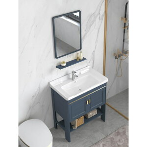 洗手池一體鋁落地式盆浴室組合小戶型簡易陽颱漱颱臉盆