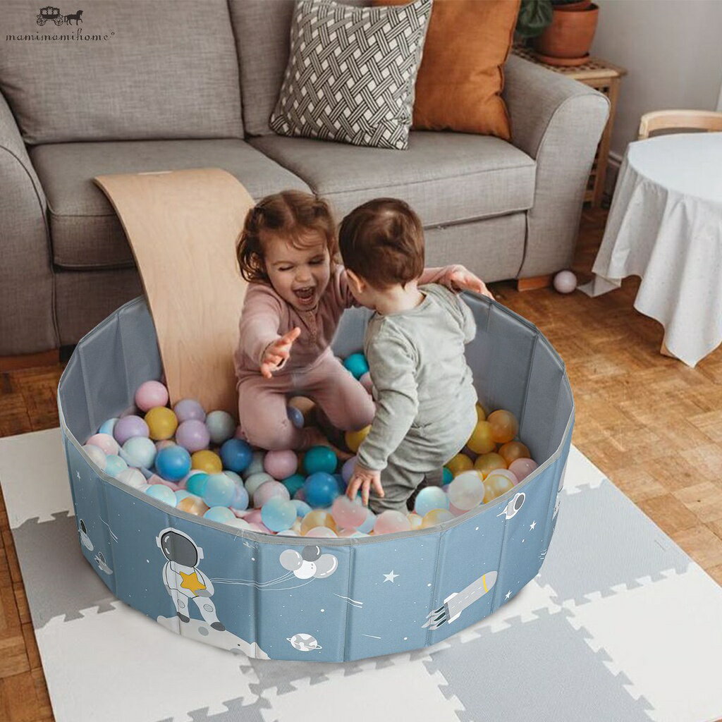 幼兒球坑-兒童和嬰兒的可折疊和便攜式大型織物球坑。海洋，彩色圓圈，粉紅色設計。防水耐用的室內室外用球池圍欄
