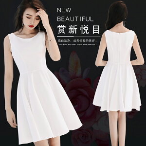 白色小禮服簡約時尚夏季新款名媛禮儀聚會生日畢業短款連衣裙