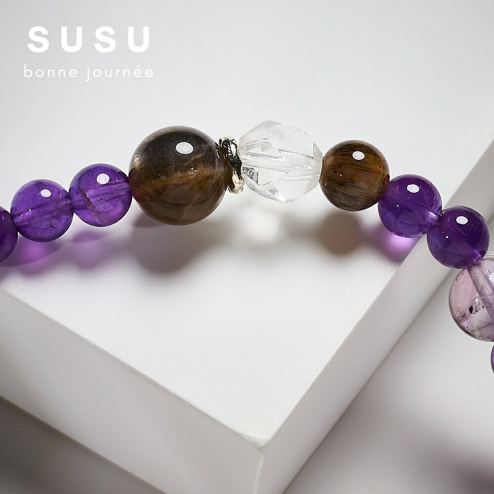 SU SU︱紫水晶雙圈水晶手鍊❤️紫水晶 白水晶 銀曜石 超七 髮晶 事業運 招財 轉運 能量 防小人 3