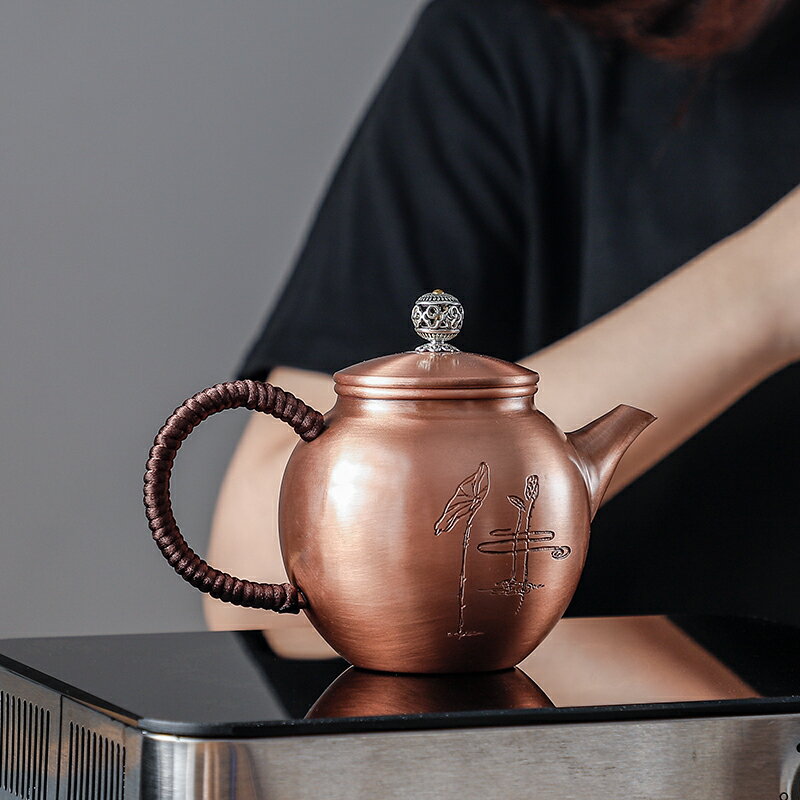 茶道茶壺煮茶器單壺家用紫銅禪意泡茶壺電陶爐套裝泡茶工具大全 3