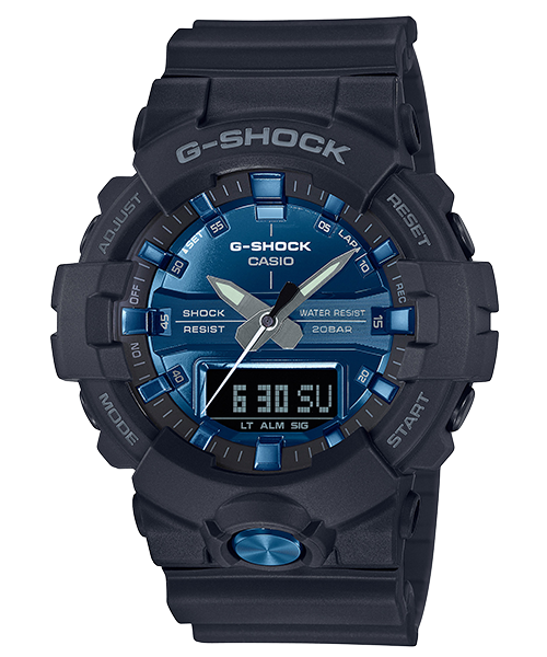 CASIO 卡西歐 GA-810MMB-1A2DR G-SHOCK MIRROR 炫目雙顯男錶 黑 藍 48.6mm