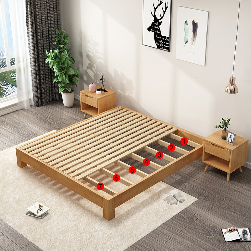 優樂悅~實木榻榻米床無床頭排骨架床架單人床雙人床矮床現代簡約1.2米床