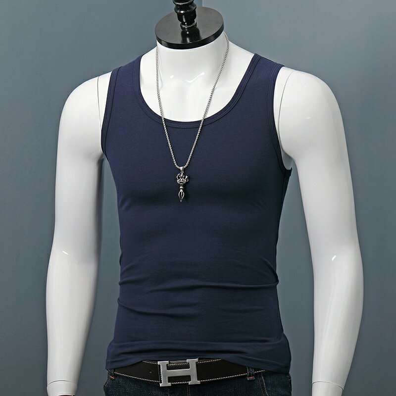 夏季新款 簡約背心棉製背心男士夏季寬肩運動健身無袖跨欄大碼汗衫青年打底內穿純色【MJ23289】