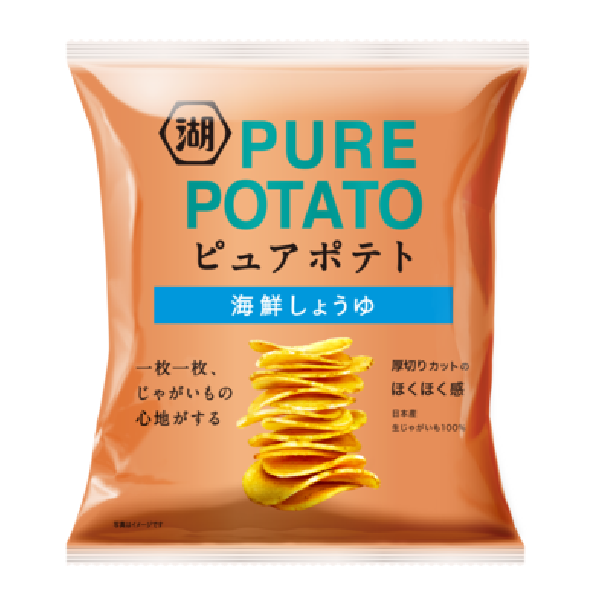 【江戶物語】湖池屋 PURE POTATO 海鮮醬油風味 厚切洋芋片 52g 薯片 日本原裝 日本進口