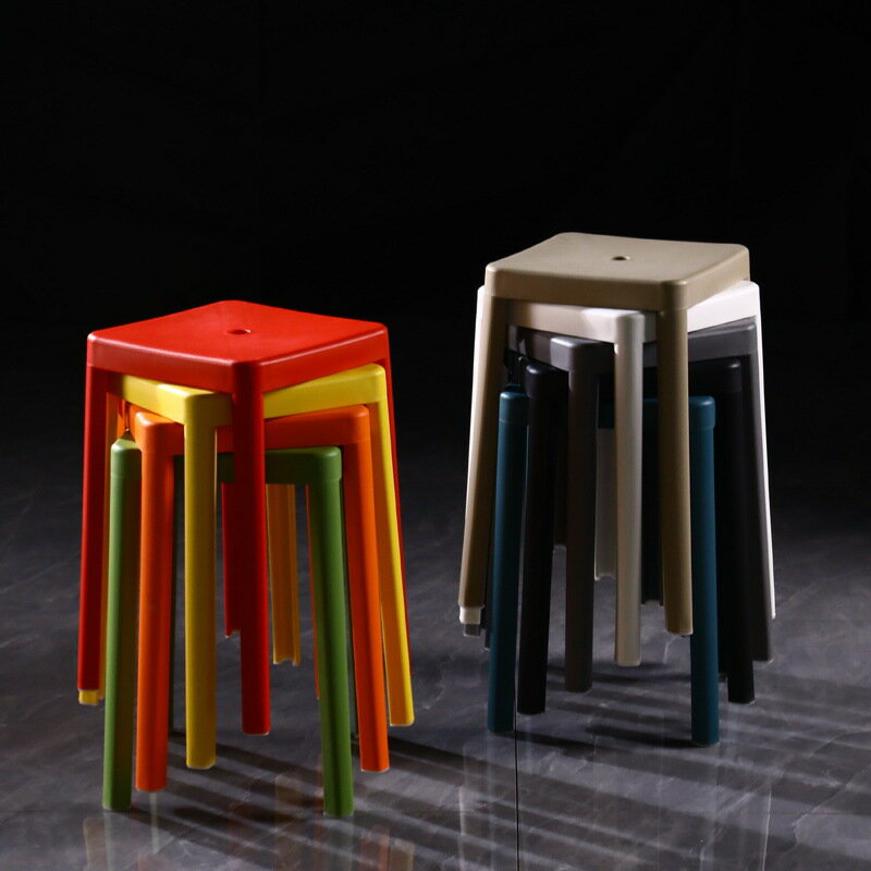 塑料凳子加厚家用可疊放板凳餐桌高凳方凳獨凳北歐簡約收納小椅子
