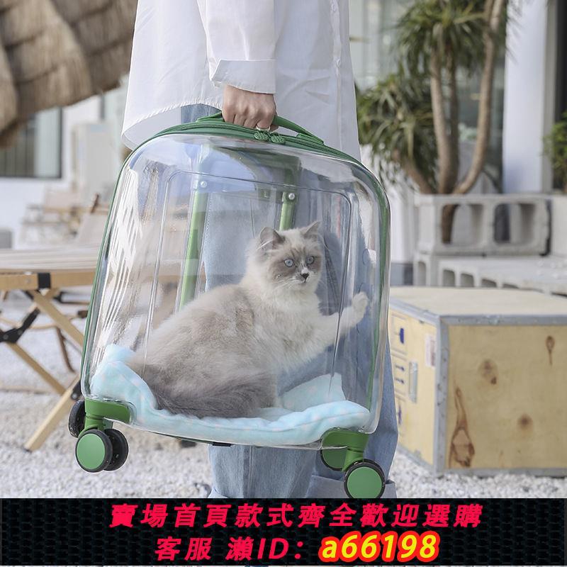 【臺灣公司 可開發票】寵物拉桿箱清倉兩只外出手提大容量家用便攜貓咪透氣透明狗航空箱